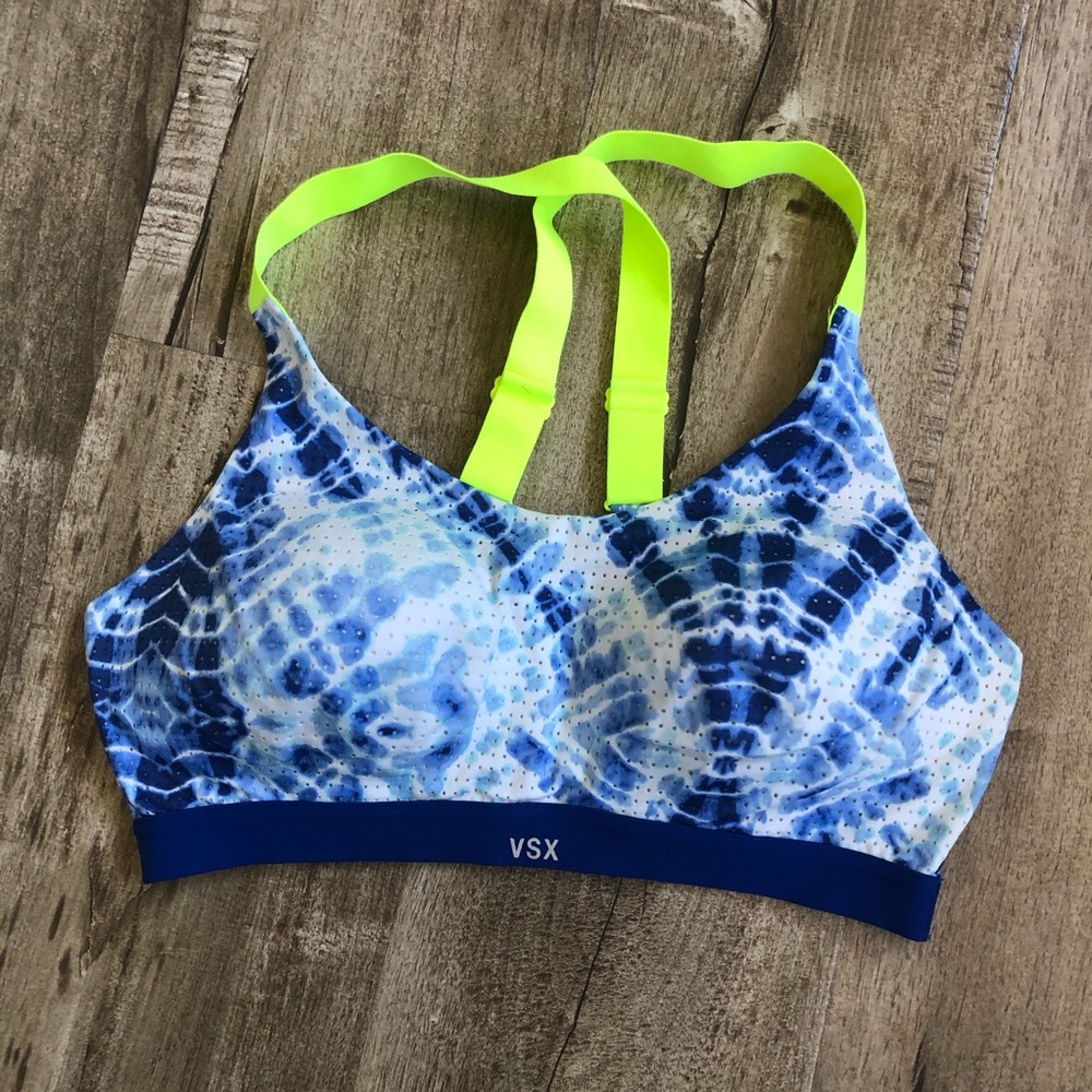 Victoria’s Secret VSX Blue Neon Tie dye Sports Bra